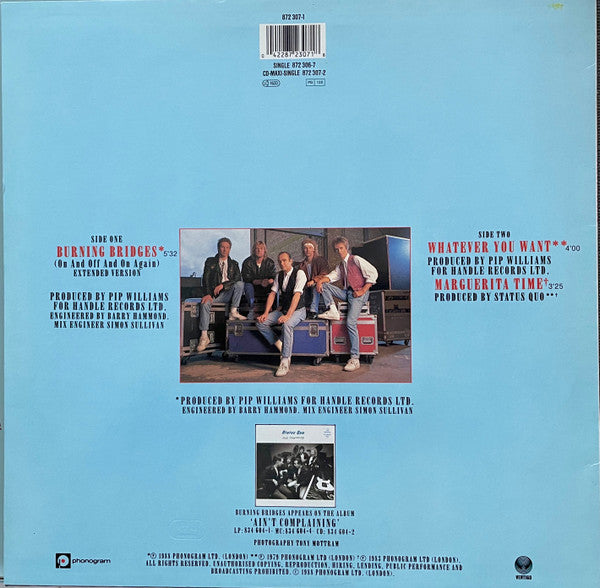 Status Quo : Burning Bridges (On And Off And On Again) (12", Maxi)