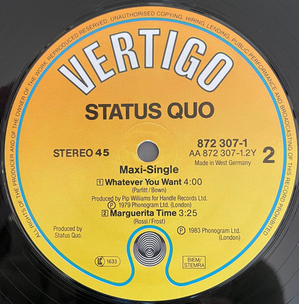 Status Quo : Burning Bridges (On And Off And On Again) (12", Maxi)