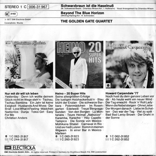 The Golden Gate Quartet : Schwarzbraun Ist Die Haselnuss (7", Single)