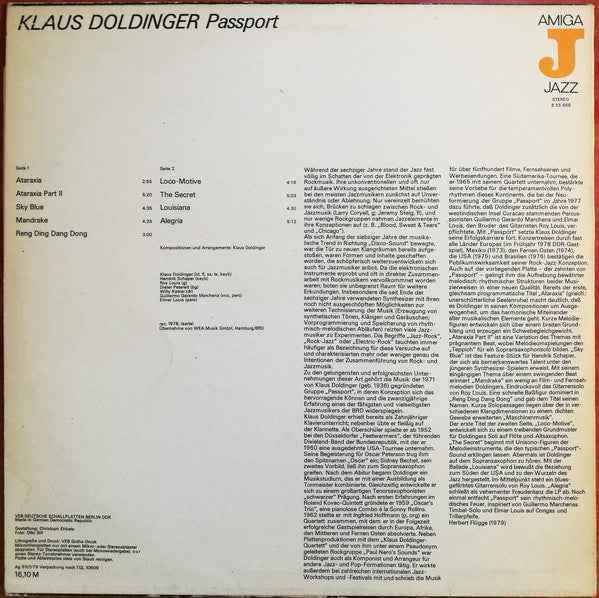 Passport (2), Klaus Doldinger : Klaus Doldinger Passport (LP, Album, Red)