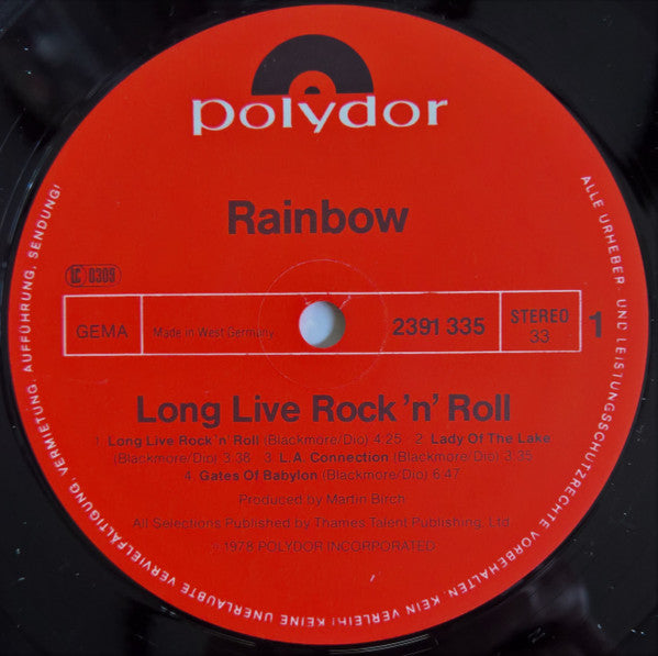Rainbow : Long Live Rock 'N' Roll (LP, Album, Gat)