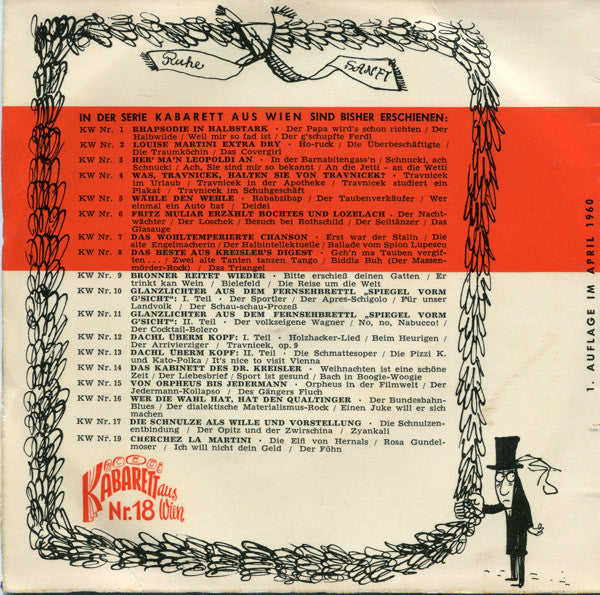 Georg Kreisler : Das Testament Des Dr. Kreisler (7", EP, Mono)