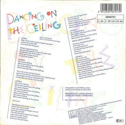Lionel Richie : Dancing On The Ceiling (7", Single, Inj)