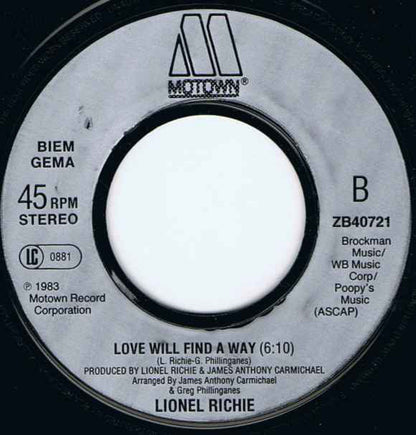 Lionel Richie : Dancing On The Ceiling (7", Single, Inj)
