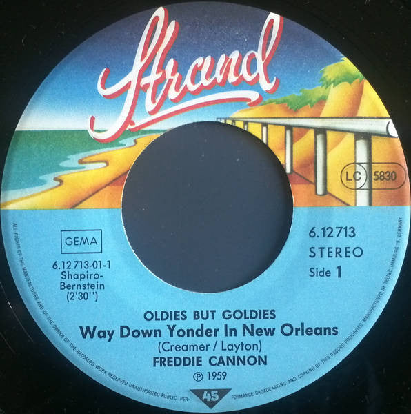 Freddy Cannon : Way Down Yonder In New Orleans / Tallahassie Lassie (7", Single)