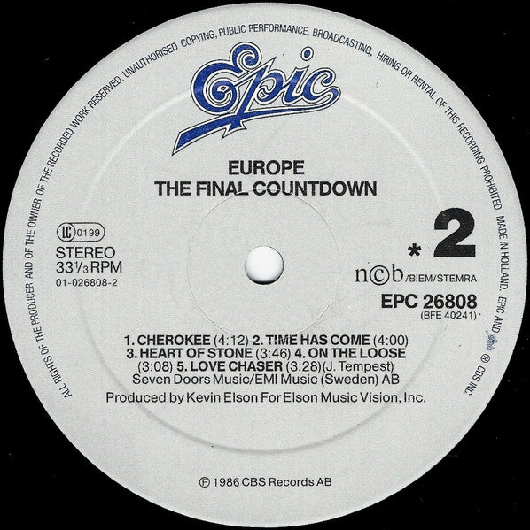 Europe (2) : The Final Countdown (LP, Album, Emb)