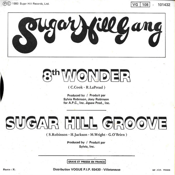 Sugarhill Gang : 8th Wonder / Sugar Hill Groove (7")