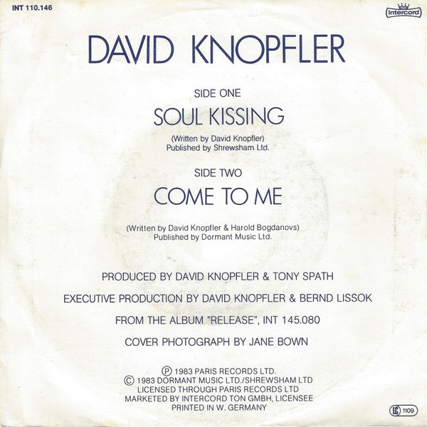 David Knopfler : Soul Kissing (7", Single)