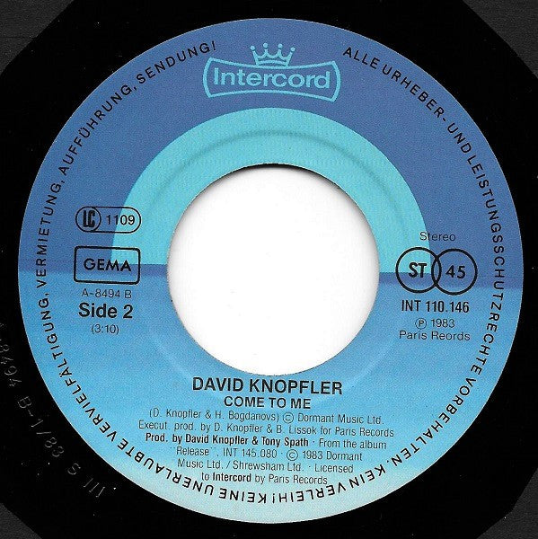 David Knopfler : Soul Kissing (7", Single)