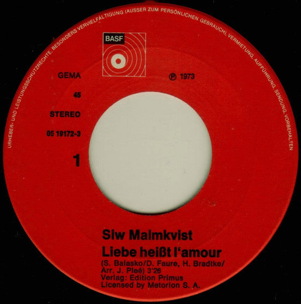 Siw Malmkvist : Liebe Heißt L'Amour (7", Single)