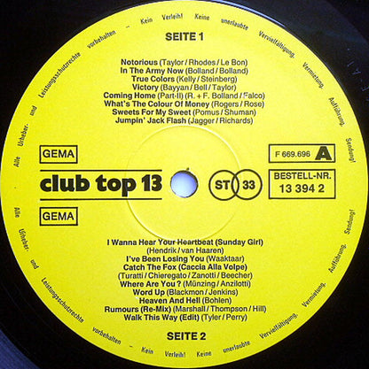 Various : Club Top 13 - 16 Top Hits International - Januar/Februar 1987 (LP, Comp)