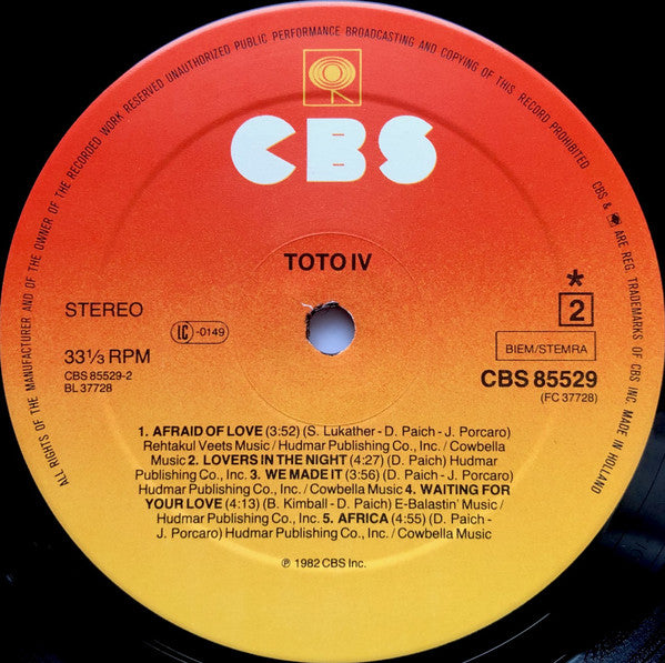 Toto : Toto IV (LP, Album, Sun)