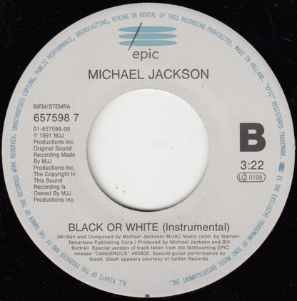 Michael Jackson : Black Or White (7", Single)