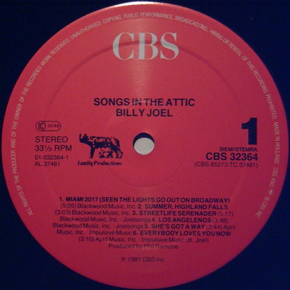Billy Joel : Songs In The Attic (LP, Album, RE, Red)