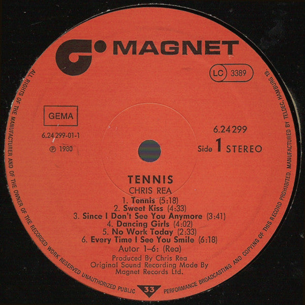 Chris Rea : Tennis (LP, Album)