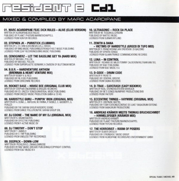 Marc Acardipane : Resident E - Episode X (2xCD, Comp, Copy Prot., Mixed)