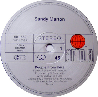 Sandy Marton : People From Ibiza (Ibiza Remix) (12", Maxi)