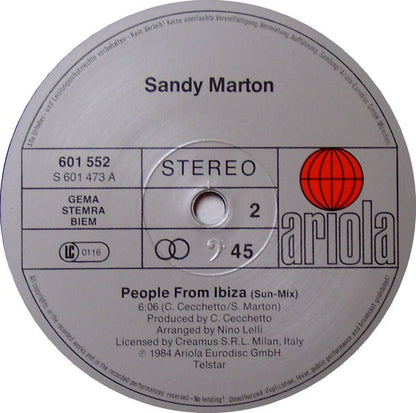 Sandy Marton : People From Ibiza (Ibiza Remix) (12", Maxi)