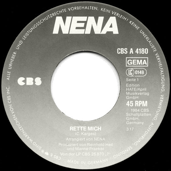Nena : Rette Mich (7", Single)