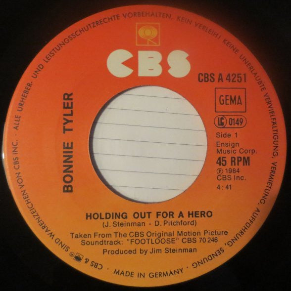 Bonnie Tyler : Holding Out For A Hero (7", Single)