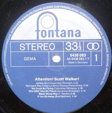 Scott Walker : Attention! Scott Walker! (LP, Comp)