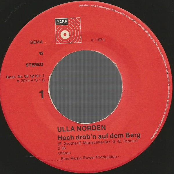 Ulla Norden : Hoch Drob'n Auf Dem Berg (7", Single)