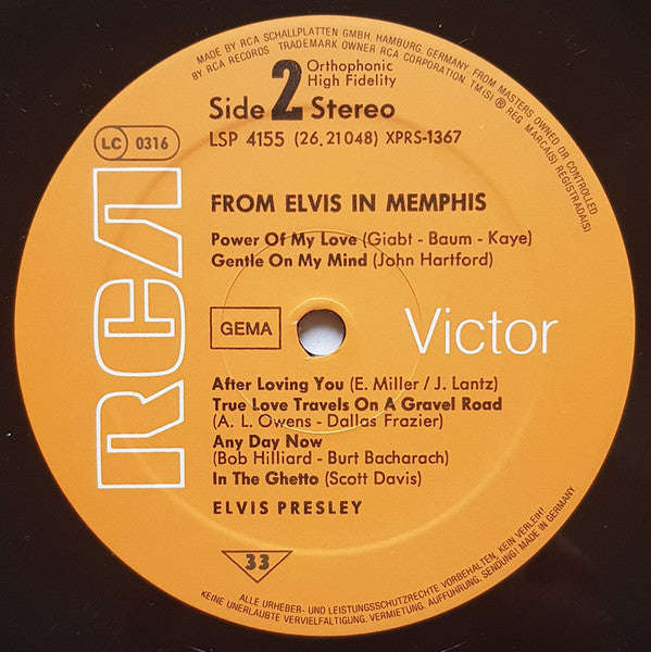 Elvis Presley : From Elvis In Memphis (LP, Album, RE, RP)