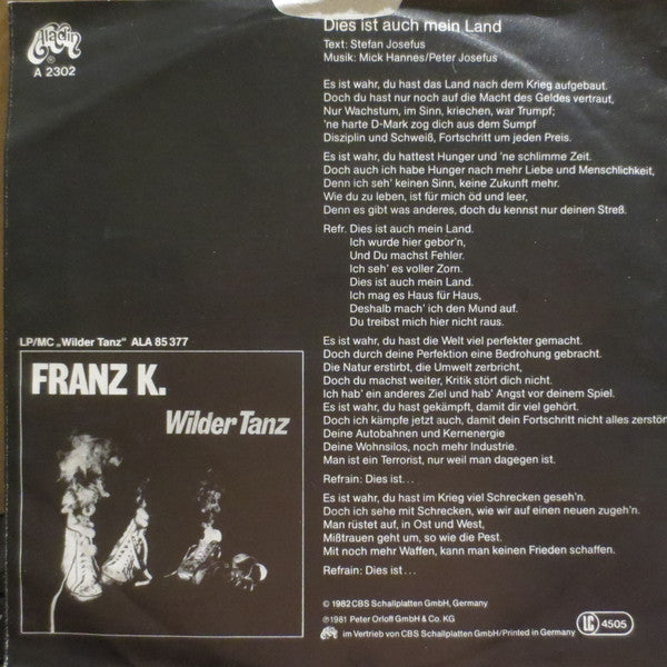Franz K. : Dies Ist Auch Mein Land (7", Single)