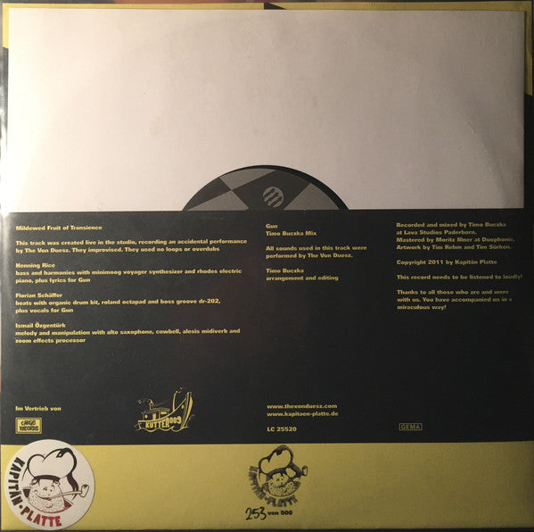 The Von Duesz : Mildewed Fruit Of Transience / Gun (Timo Buczka Mix) (10", Ltd, Num)
