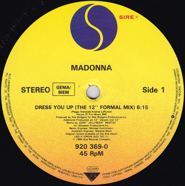 Madonna : Dress You Up (12", Maxi)