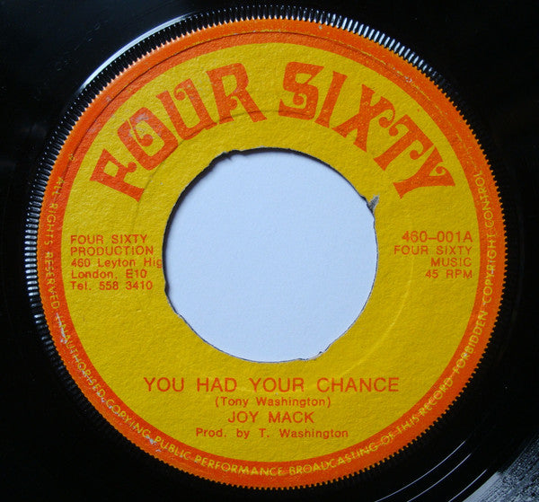 Joy Mack : You Had Your Chance (7", Single)