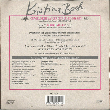 Kristina Bach : Ich Will Nicht Länger Dein Geheimnis Sein (7", Single)
