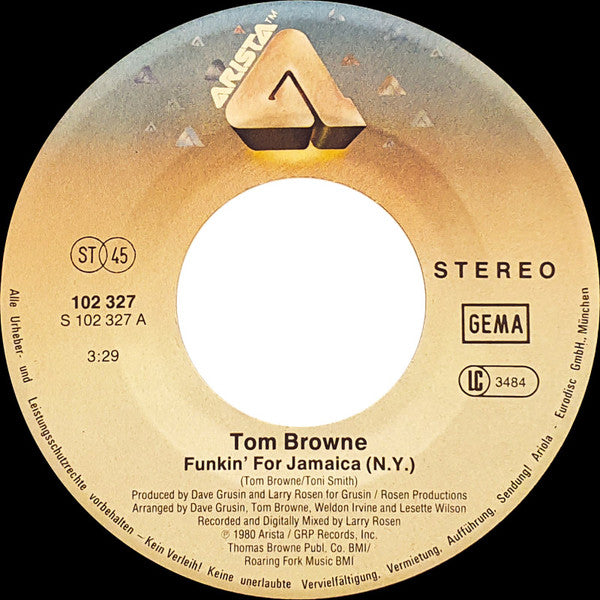 Tom Browne : Funkin' For Jamaica (N.Y.) (7", Single)