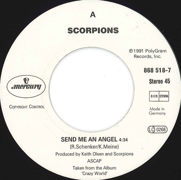 Scorpions : Send Me An Angel (7", Single)