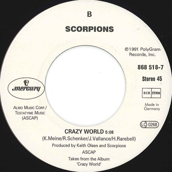 Scorpions : Send Me An Angel (7", Single)