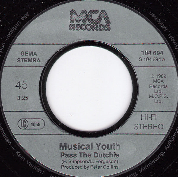 Musical Youth : Pass The Dutchie (7", Single)