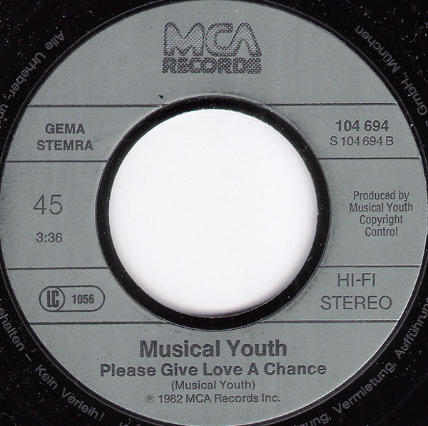 Musical Youth : Pass The Dutchie (7", Single)