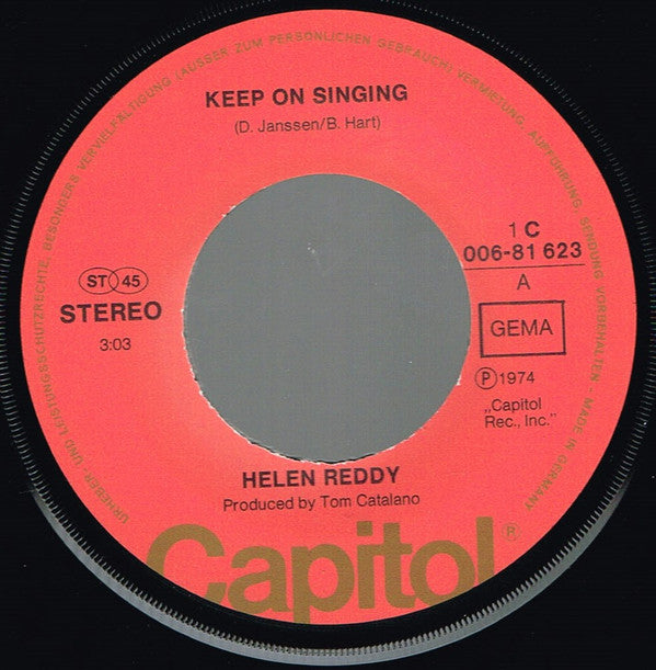Helen Reddy : Keep On Singing (7")