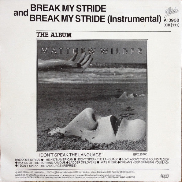 Matthew Wilder : Break My Stride (7", Single, Lar)