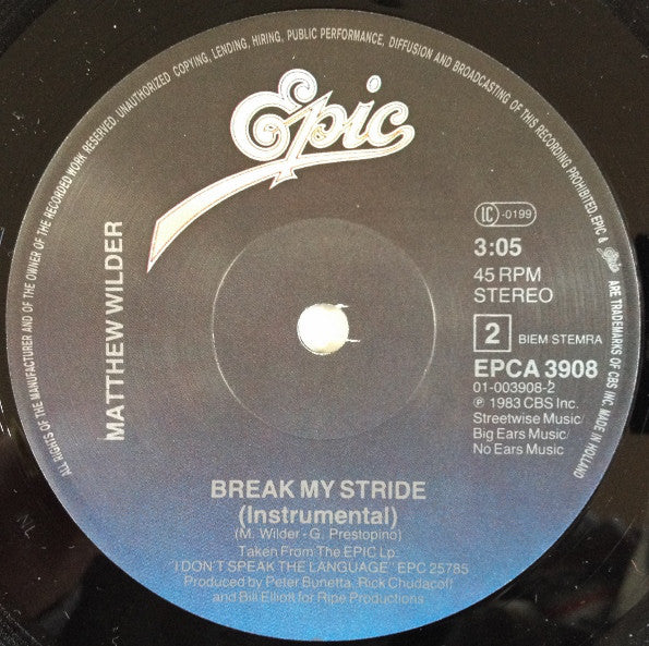 Matthew Wilder : Break My Stride (7", Single, Lar)