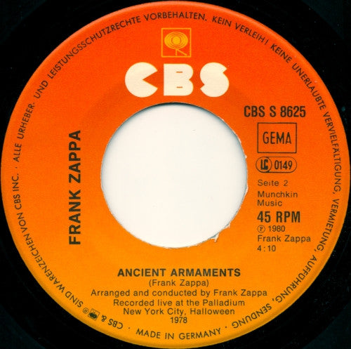 Frank Zappa : I Don't Wanna Get Drafted! (7", Single)