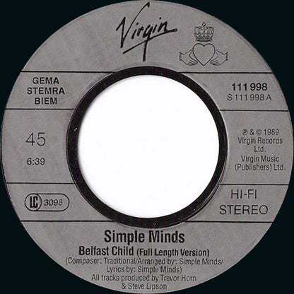 Simple Minds : Ballad Of The Streets (7", Single)