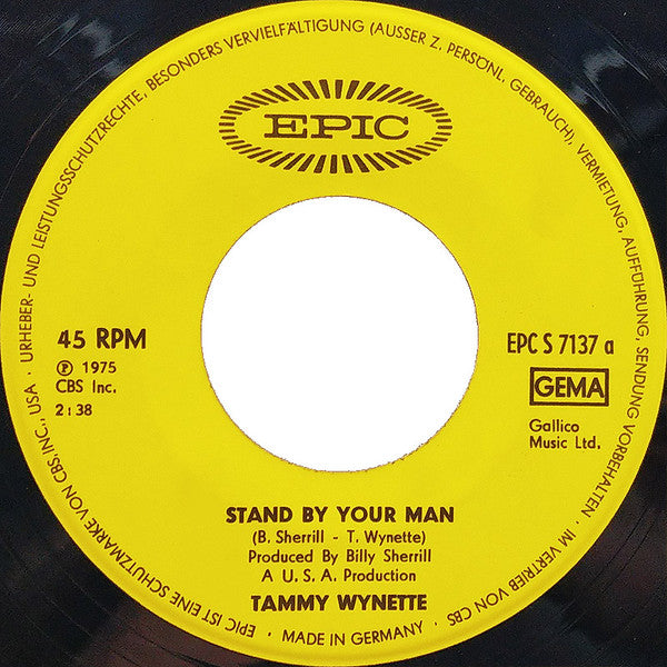 Tammy Wynette : Stand By Your Man (7", Single)