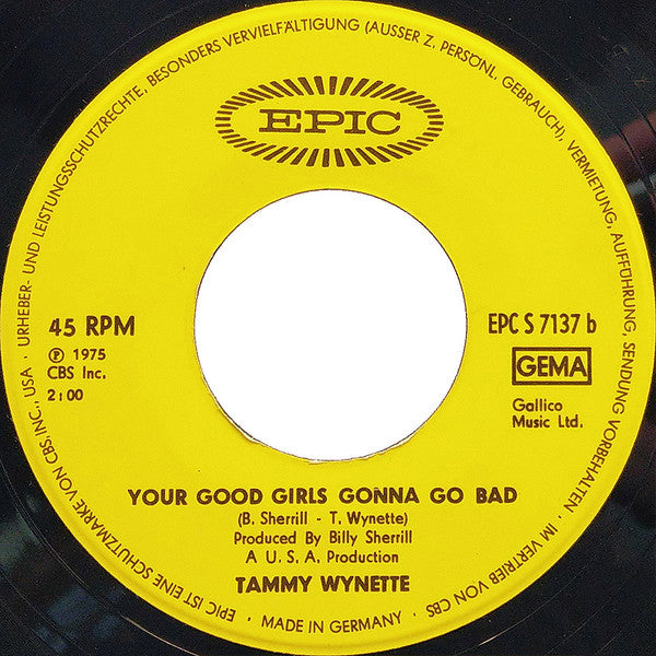 Tammy Wynette : Stand By Your Man (7", Single)