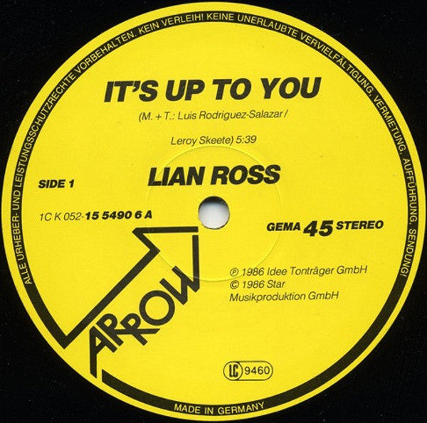 Lian Ross : It's Up To You (Special DJ-Mix) (12", Maxi)