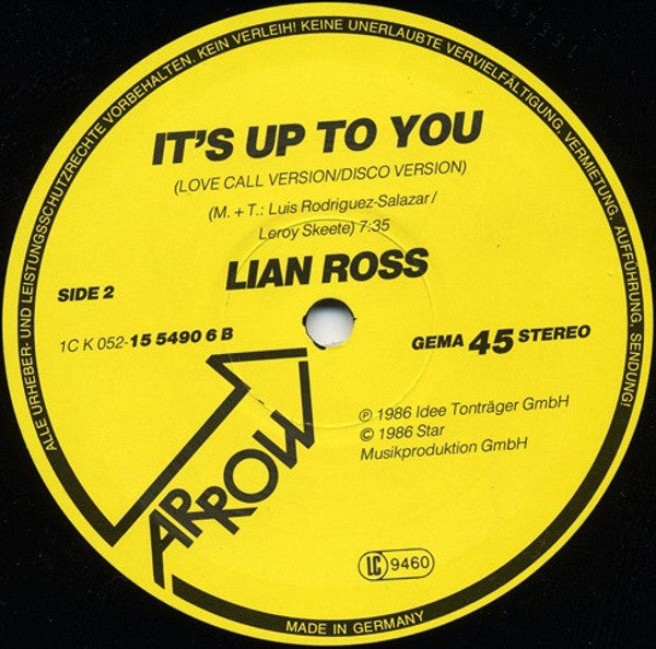 Lian Ross : It's Up To You (Special DJ-Mix) (12", Maxi)