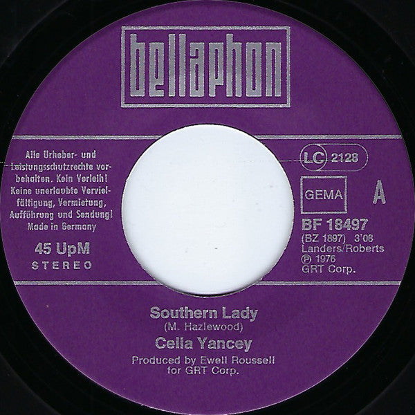Celia Yancey : Southern Lady / Honey Bee (7", Single)