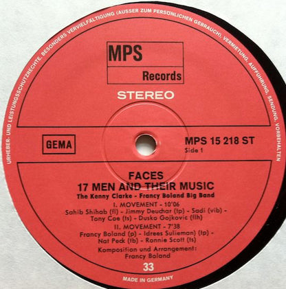 The Kenny Clarke - Francy Boland Big Band* : Faces (17 Men And Their Music) (LP, Album)