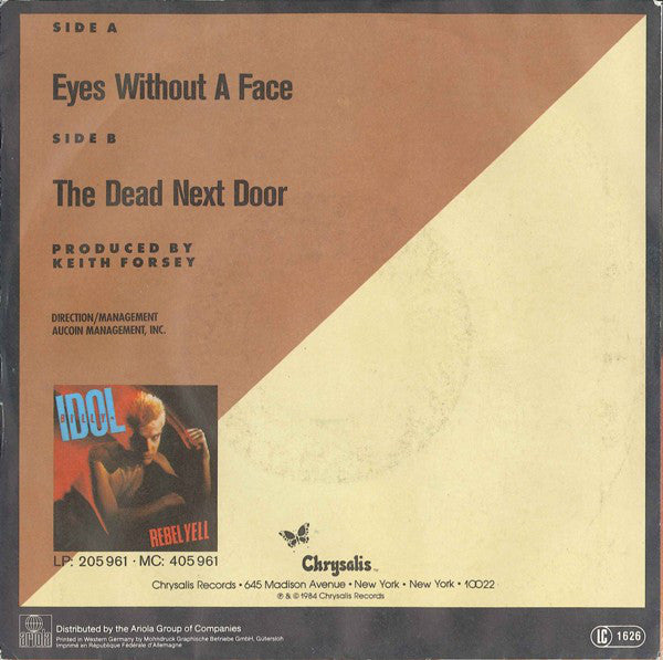 Billy Idol : Eyes Without A Face (7", Single)