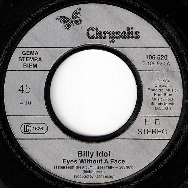 Billy Idol : Eyes Without A Face (7", Single)